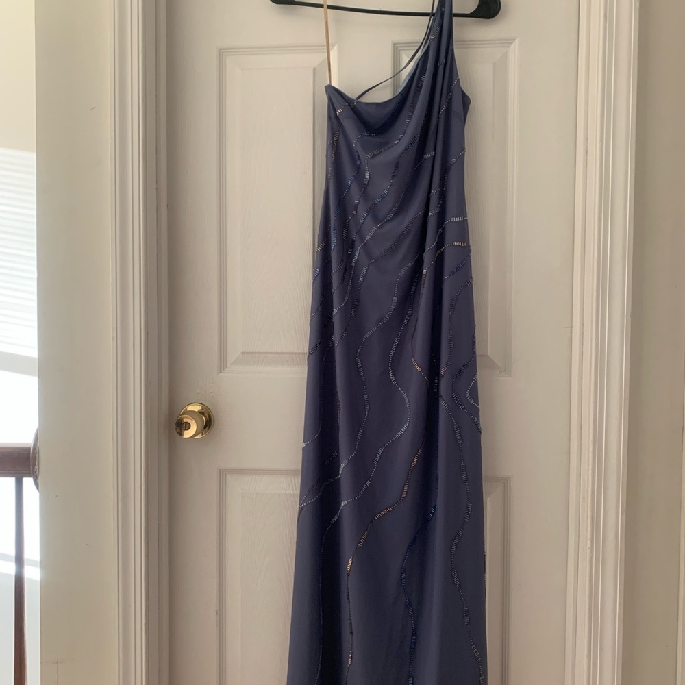 BCBGMaxAzria One Shoulder Navy Dress